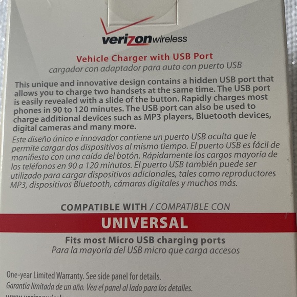NWT Verizon Wireless Car Charger with USB port, charge two phones at once - Picture 7 of 11